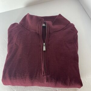 Daniel Cremieux Men Large  1/4‎ Zip Pullover Sweater L/S Fine Marino Wool K1